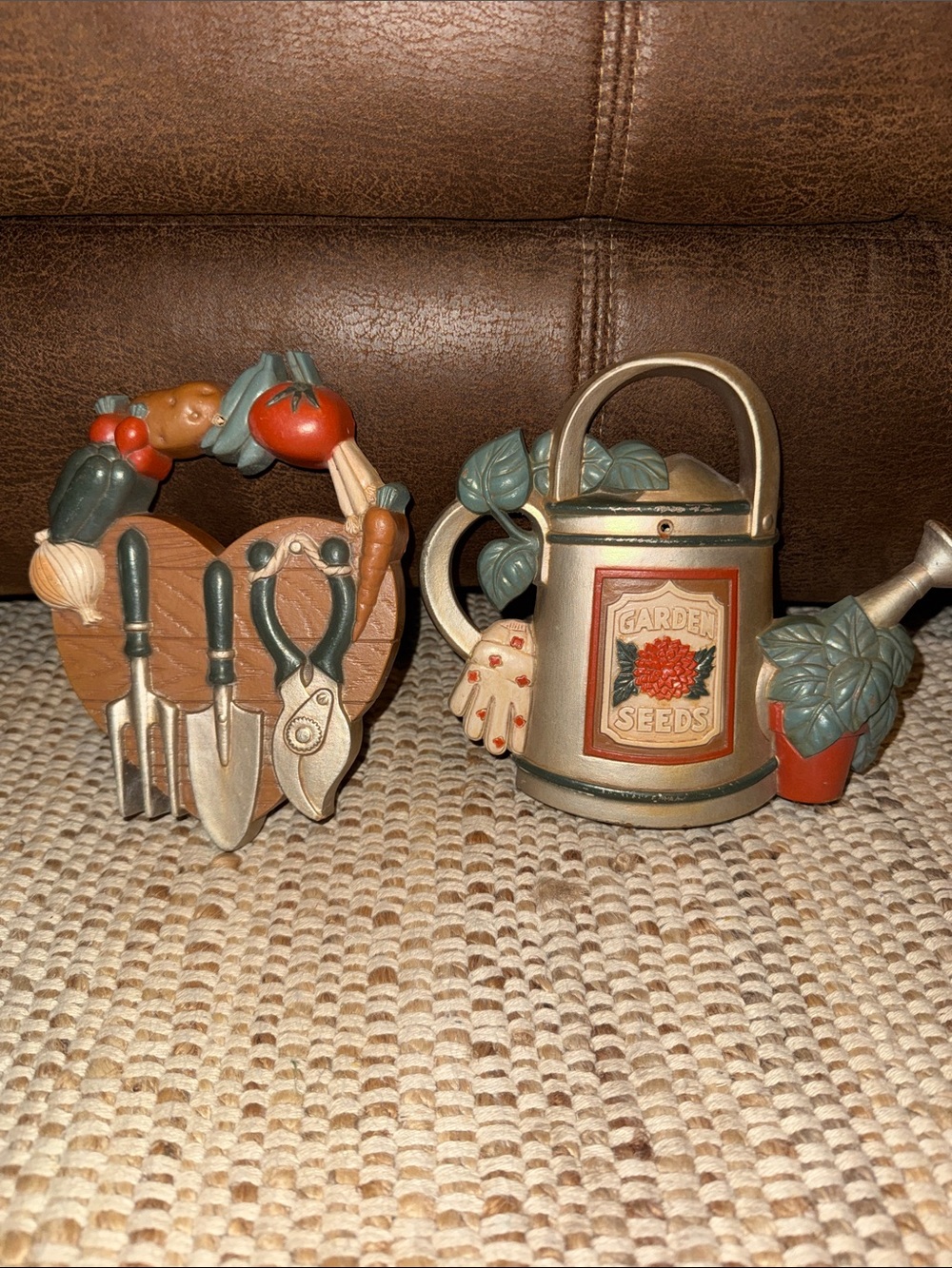 Home Interiors Garden Watering Can & Tools Wall Accent - Gold, Green, Red, Brown